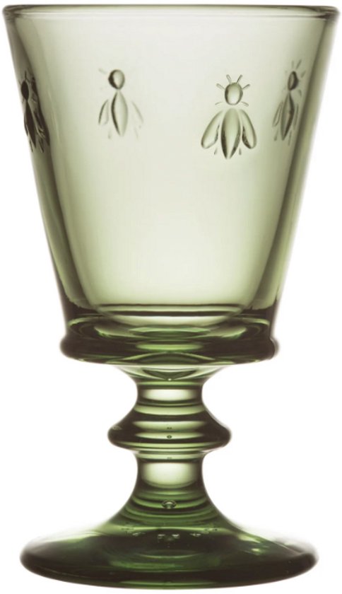 La Rochère Set van 4 Groene Wijnglazen met Bijen Design – Frans Design