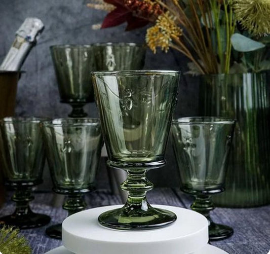 La Rochère Set van 4 Groene Wijnglazen met Bijen Design – Frans Design