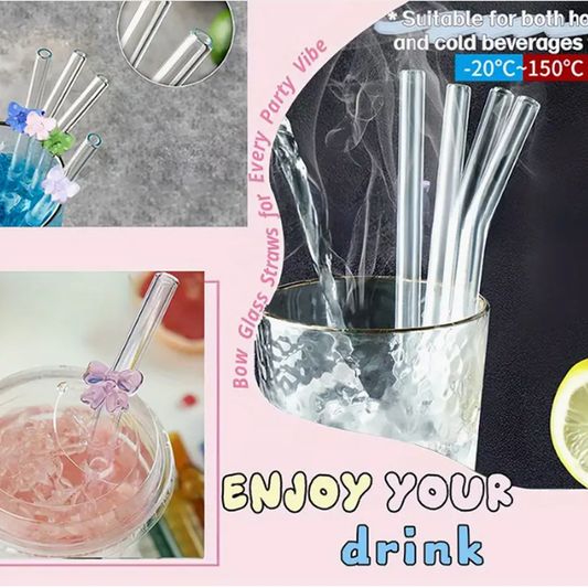 Herbruikbare Glazen Rietjes Set – 3 glazen rietjes met Schoonmaakborstel