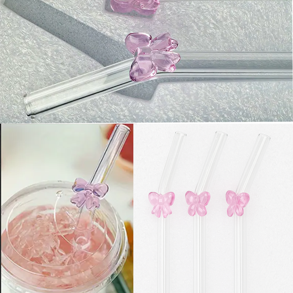 Herbruikbare Glazen Rietjes Set – 3 glazen rietjes met Schoonmaakborstel