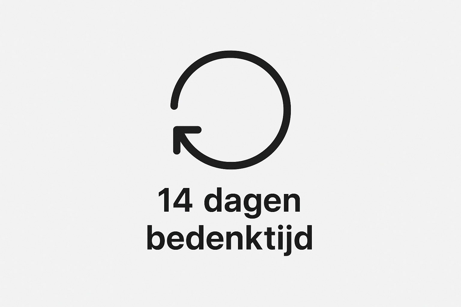 maak een retour icoontje met de tekst: 14 dagen bedenktijd met als achtergronds kleur #f2f2f2