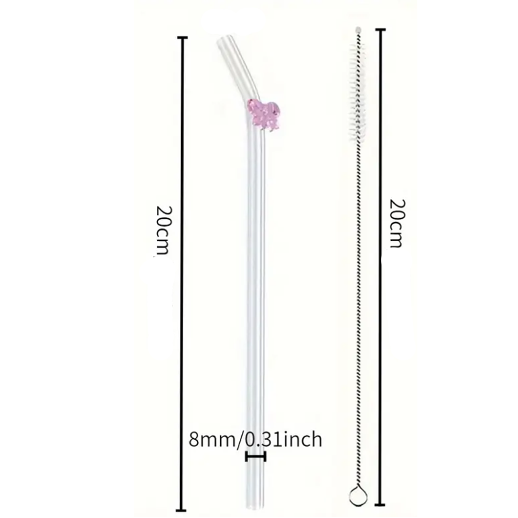 Herbruikbare Glazen Rietjes Set – 3 glazen rietjes met Schoonmaakborstel